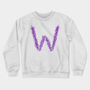 Lavender Letter W Hand Drawn in Watercolor and Ink Crewneck Sweatshirt